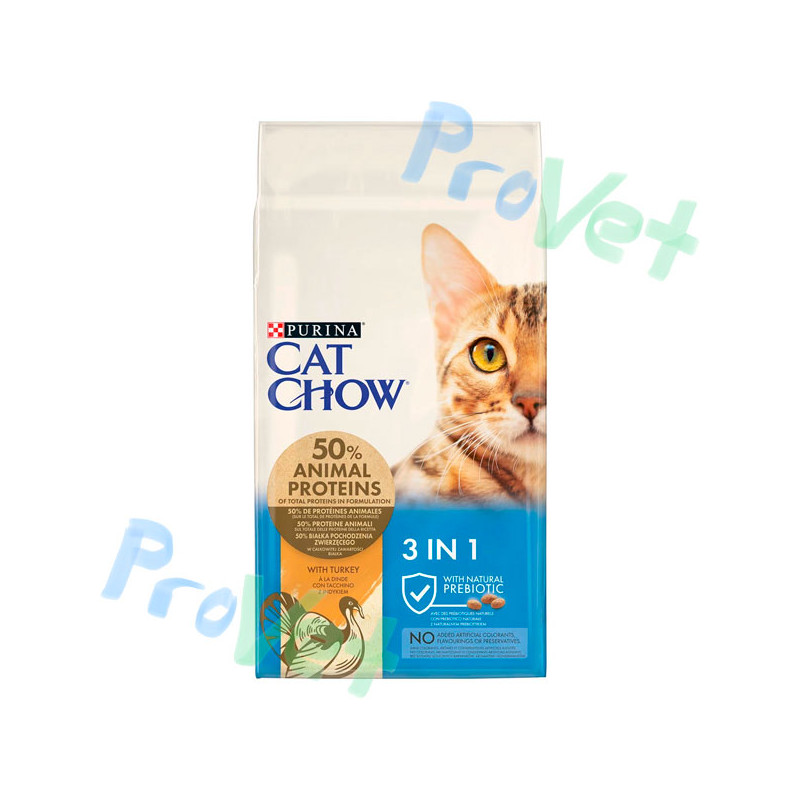 CAT CHOW 3 en 1 Pavo 15kg