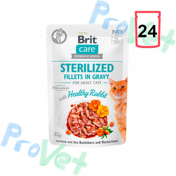 Filetes de coelho esterilizados Wet CARE Cat (24x85gr)