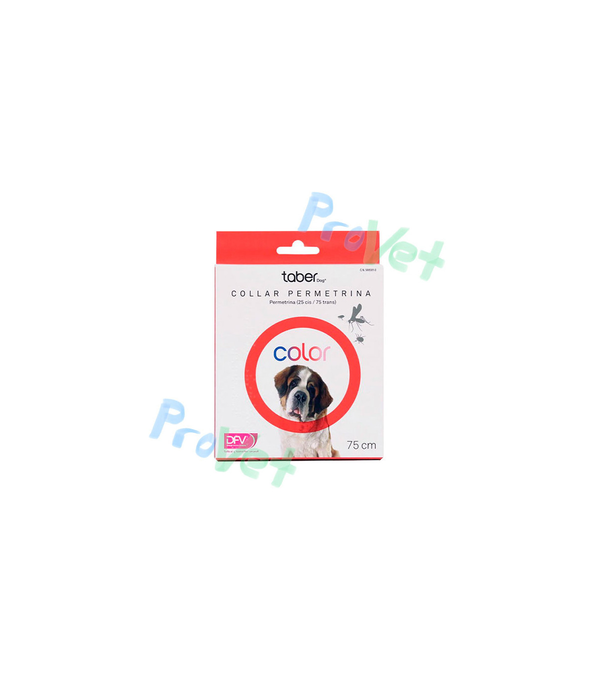 COLAR TABERDOG PERMETRINA VERMELHA 75cm