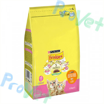 FRISKIES Cat Junior Frango, Peru e Legumes com leite 1,5kg