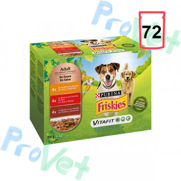 FRISKIES Frango, Cordeiro e Carne ao Molho 6x(12x100g)