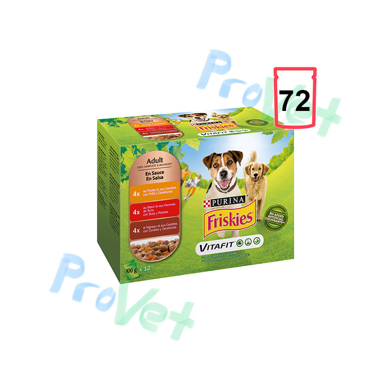 FRISKIES Frango, Cordeiro e Carne ao Molho 6x(12x100g)