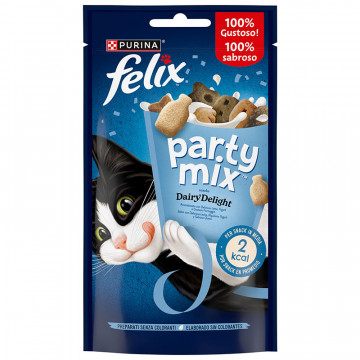 Felix Party Mix Delicias de Leche – Snack Saludables para Gatos 8x60g