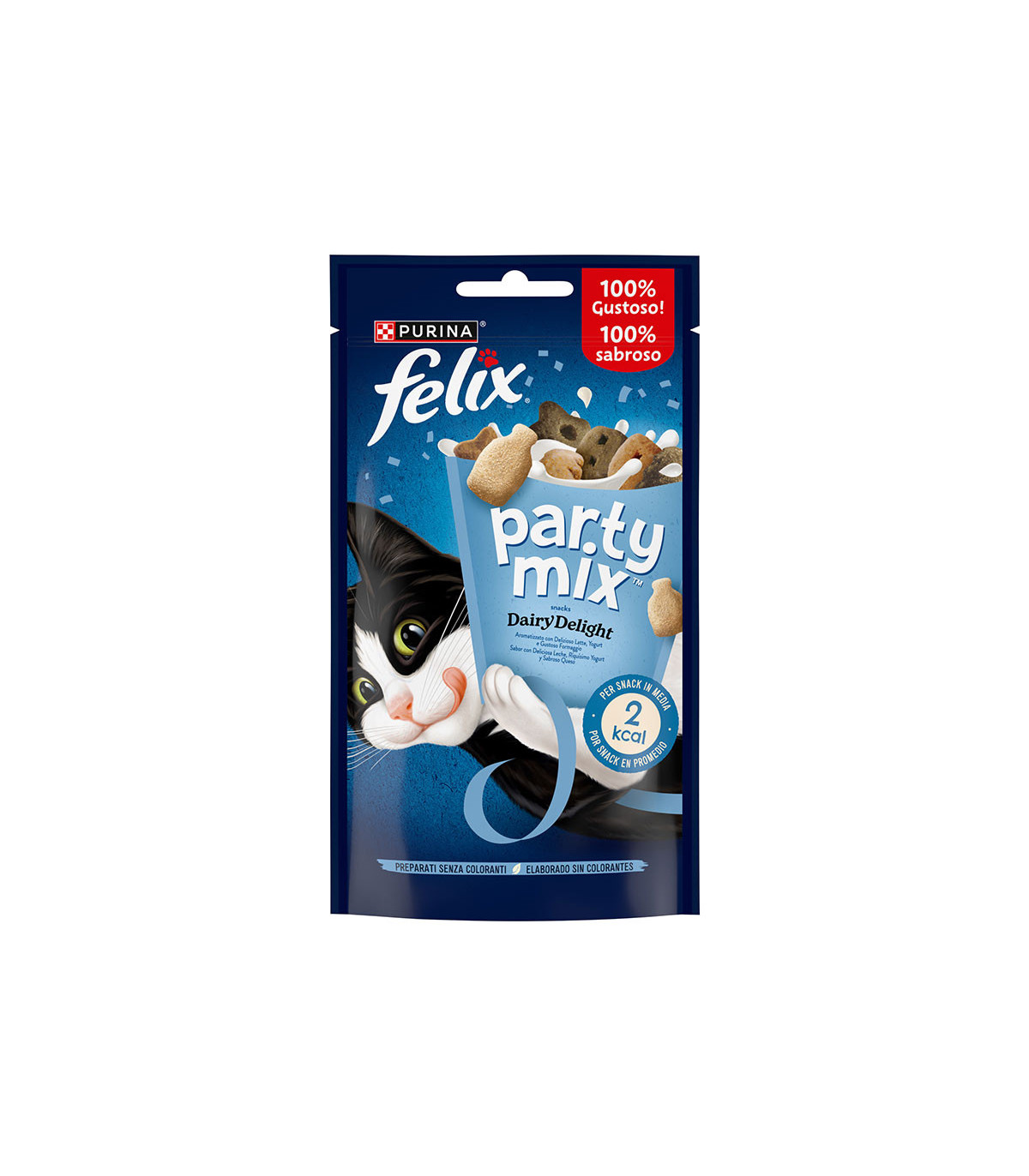 Felix Party Mix Milk Delights – Snack saudável para gatos 8x60g