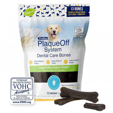 Plaque Off Dental Care Bones Veggie 2 en 1 – Snack Dental para Perros 485g