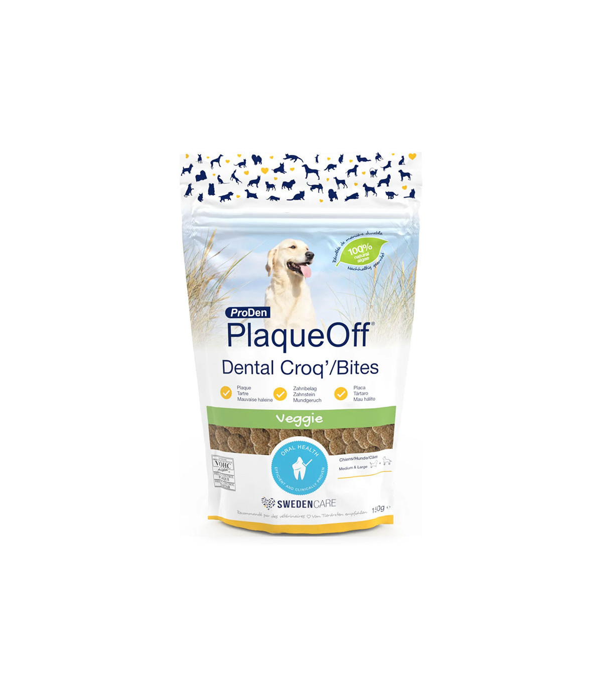 Plaque Off dental Croqueta Perro 150g – Snack saudável e eficaz para a higiene Bucal