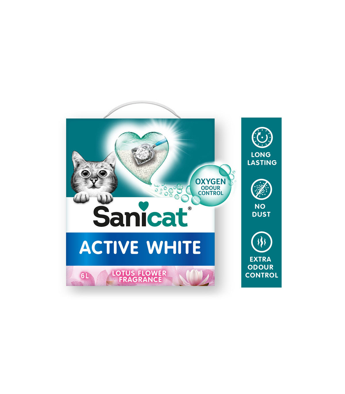 Areia aglomerante Active Lotus 6L – Higiene e frescor para gatos