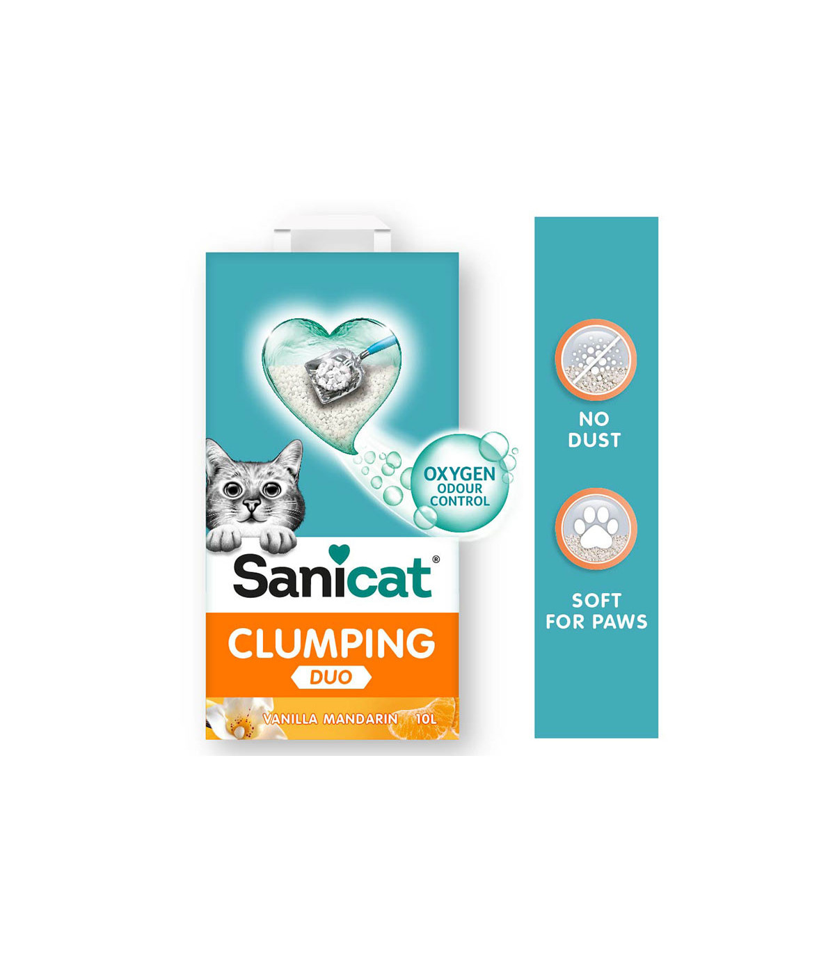 Sand Aglomerante Branco Duo Vainilla-Mandarina 10L – Limpeza e resfriamento para gatos