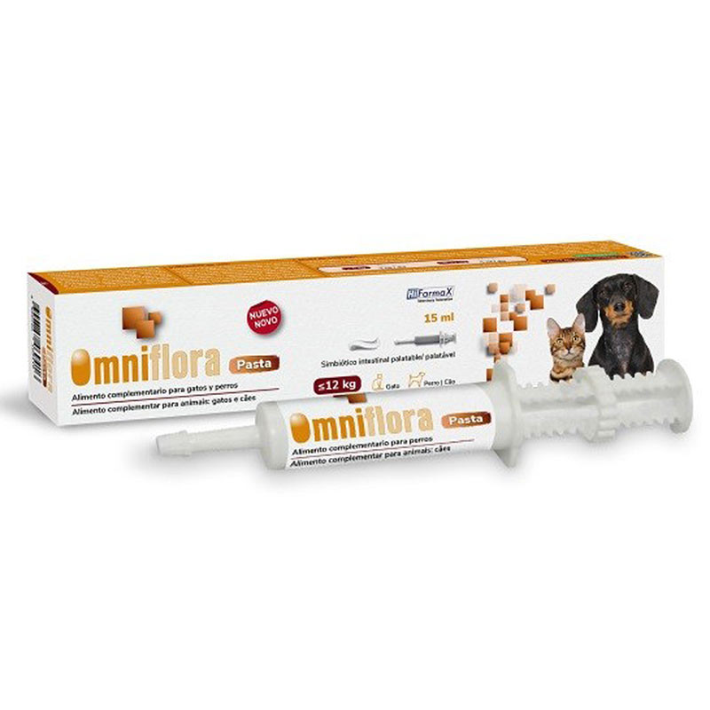 OMNIFLORA Pasta 15ml - Simbiótico Intestinal para Gatos y Perros Pequeños