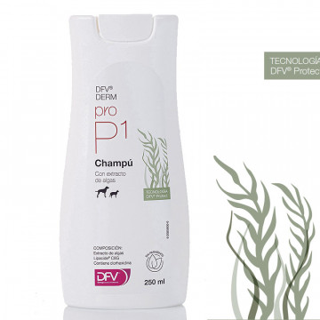 DFV DERM PrO P1 Champú 250ml - Perros y Gatos (Clorhexidina + Algas)