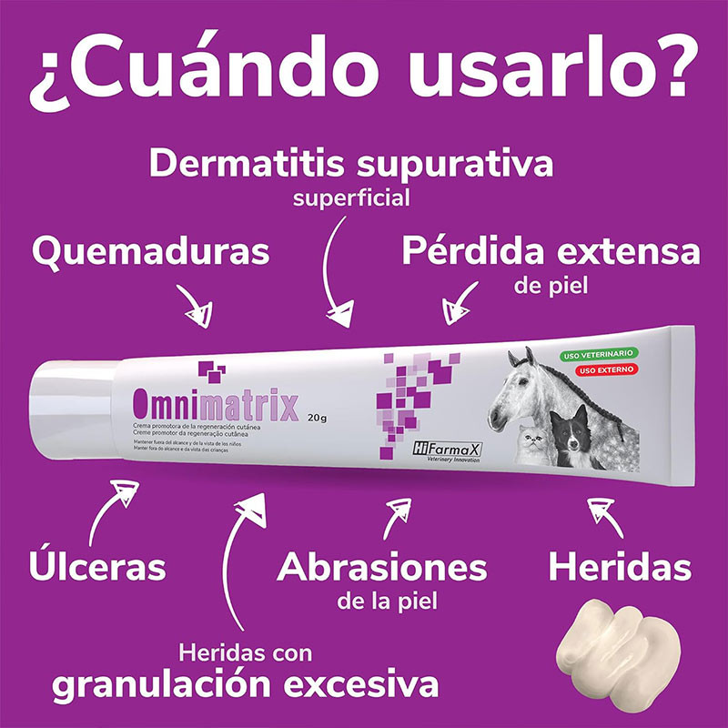 OMNIMATRIX Cicatrización Rápida 20g - Crema para Perros, Gatos y Caballos