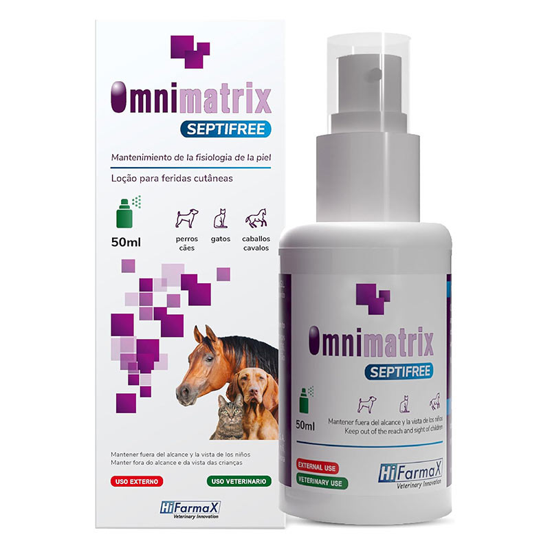 OMNIMATRIX Cicatrización Rápida Septifree 50ml - Spray para Heridas (Perros, Gatos, Caballos)