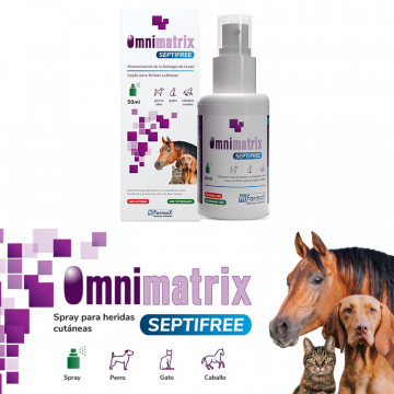 OMNIMATRIX Cicatrización Rápida Septifree 50ml - Spray para Heridas (Perros, Gatos, Caballos)