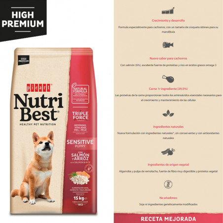 NutriBest Puppy Sensitive Salmon 15kg - Alimento para filhotes sensíveis