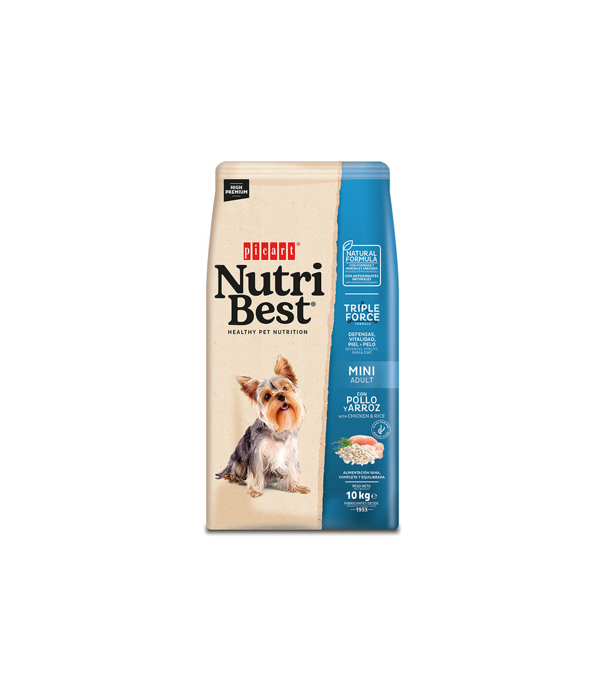 NUTRIBEST Adulto Mini Frango e Arroz 10KG - Alimento para Raças Pequenas (Saúde e Vitalidade)