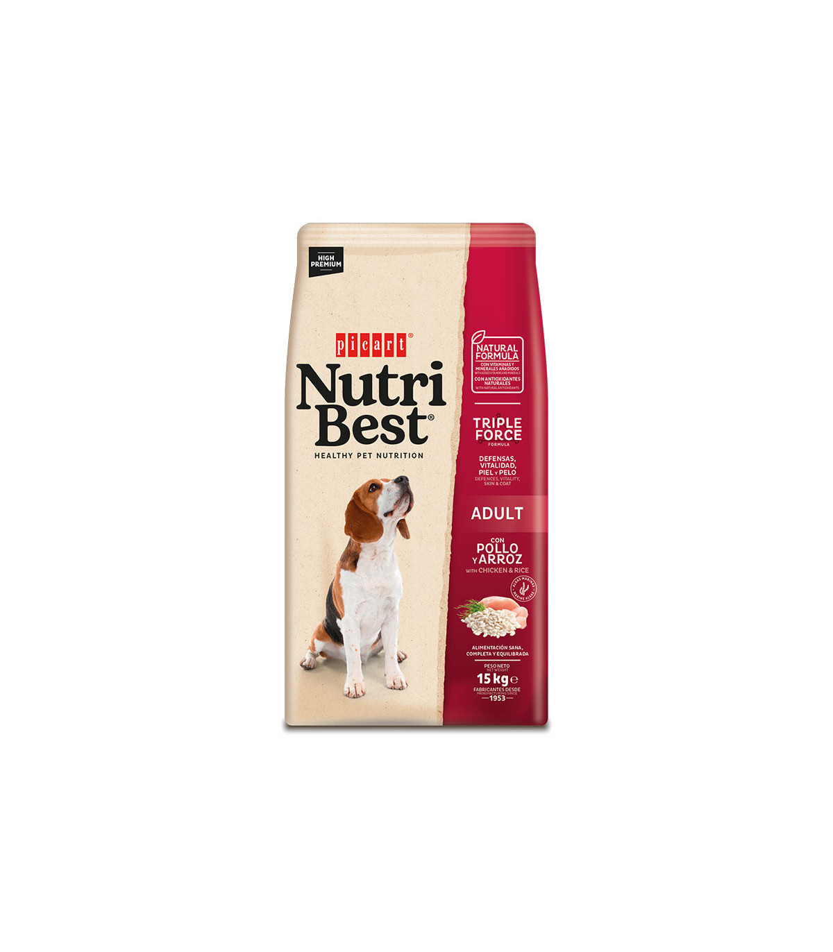 NUTRIBEST Frango adulto e arroz 3KG - Alimentação para cães adultos