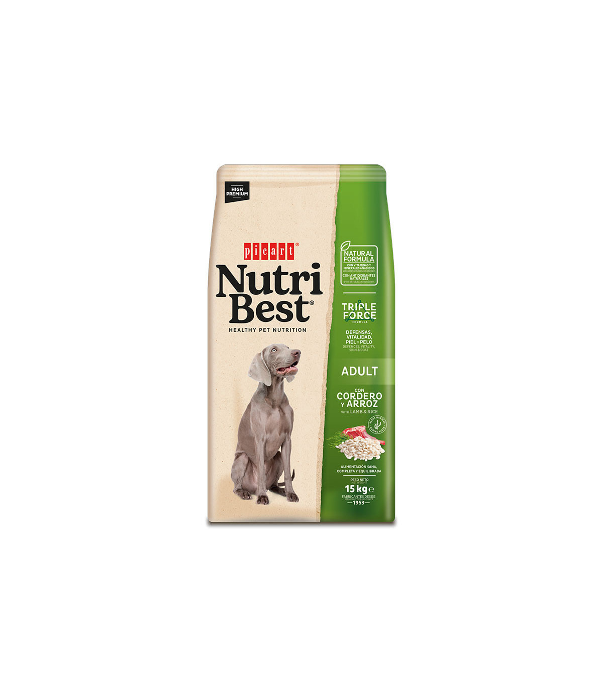 NUTRIBEST Cordeiro Adulto 15KG |Comida de cachorro