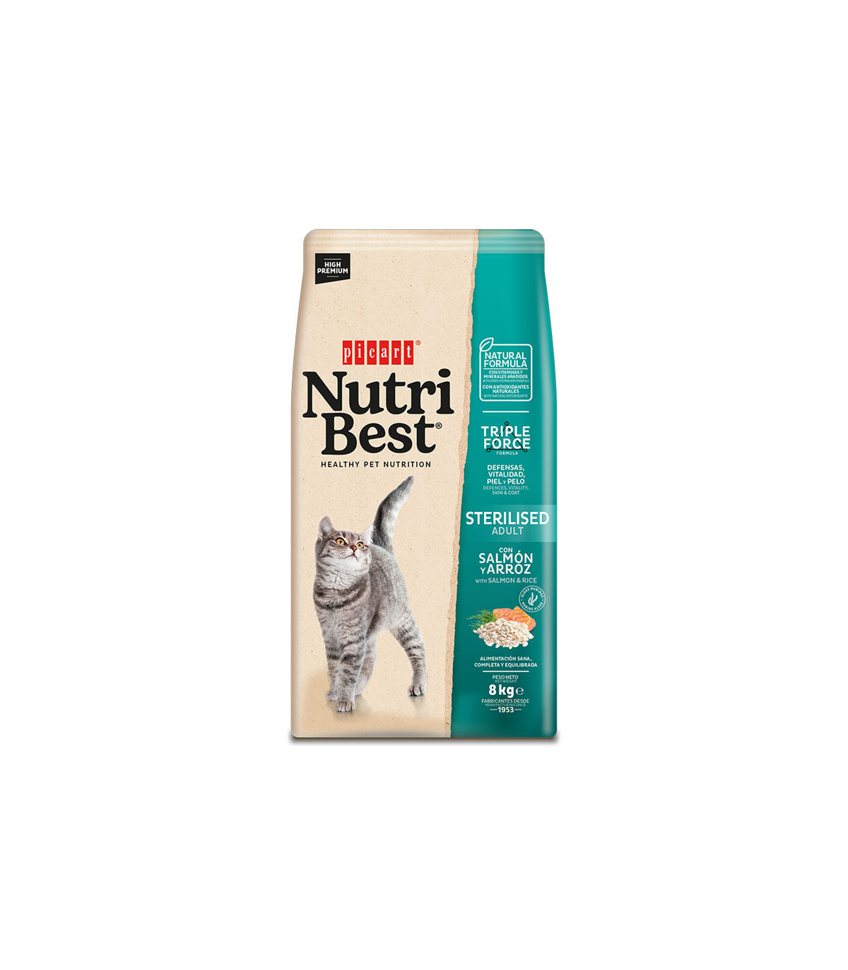 NUTRIBEST Gato esterilizado Alimentação 8KG Δ para gatos