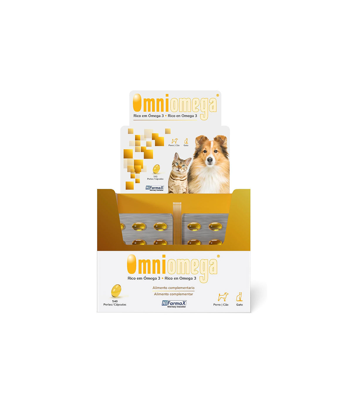 OMNIOMEGA 540 caps Руский Omega 3 cães/gatos Δ formato Poupança