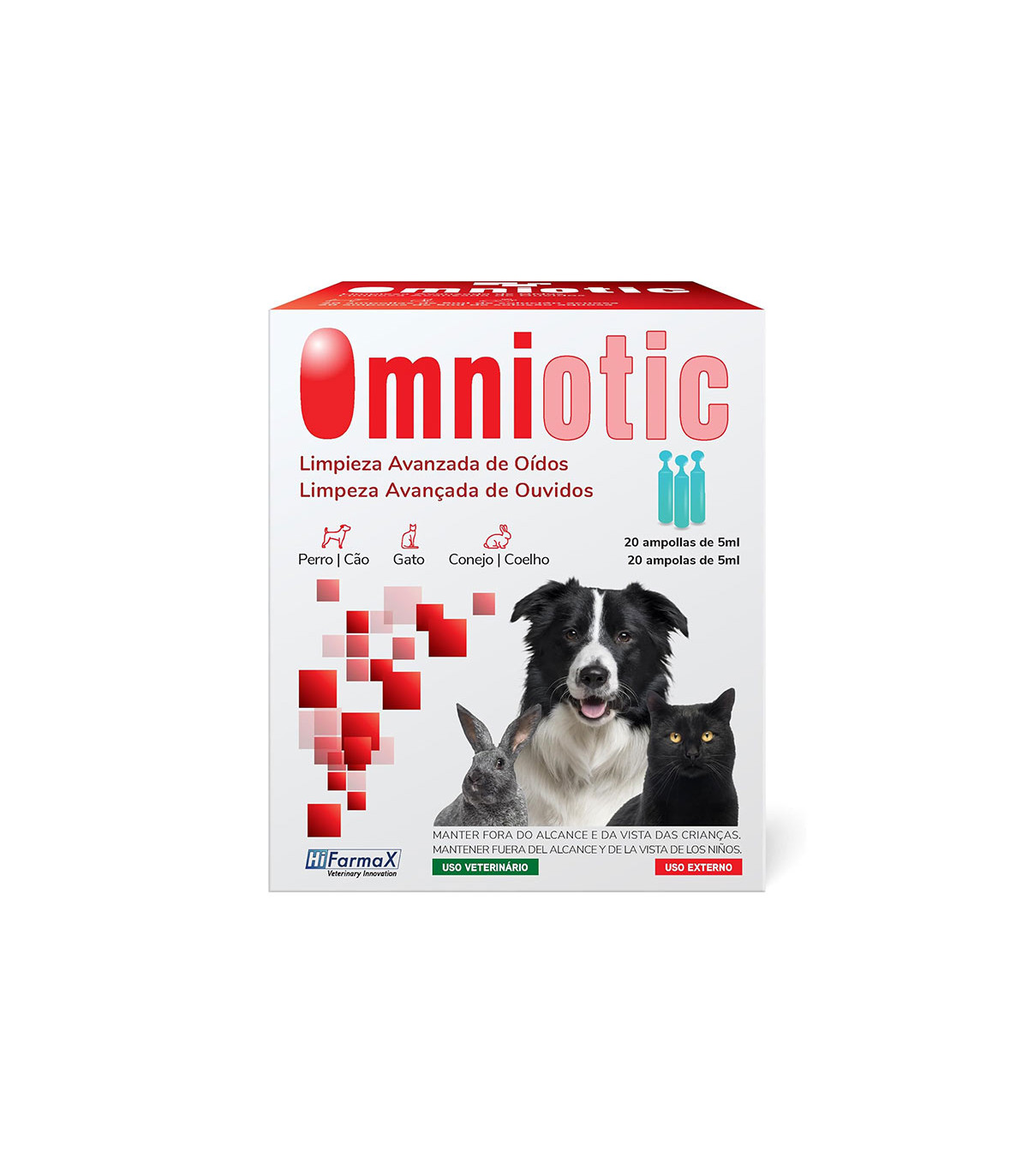 Monodosis OMNIOTIC 20x5ml ◀ Cão/Gato/ Rabbit de Limpador Oid