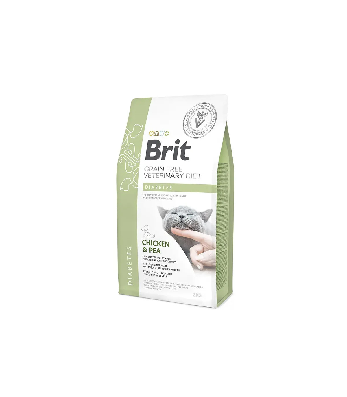Brit VD Cat Diabetes Pollo 2kg: Dieta veterinaria para gatos diabéticos. Ayuda a controlar glucosa y peso. Bajo IG. ¡Consulta ve