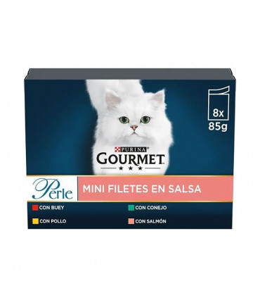 Gourmet Perle Finas Láminas 8x85g | Surtido Alimentación húmeda para Gato Adulto