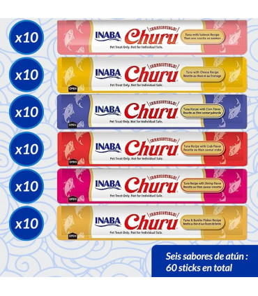 Churu Atún Pack Ahorro 60x14g | Snack Cremoso Gato | Inaba