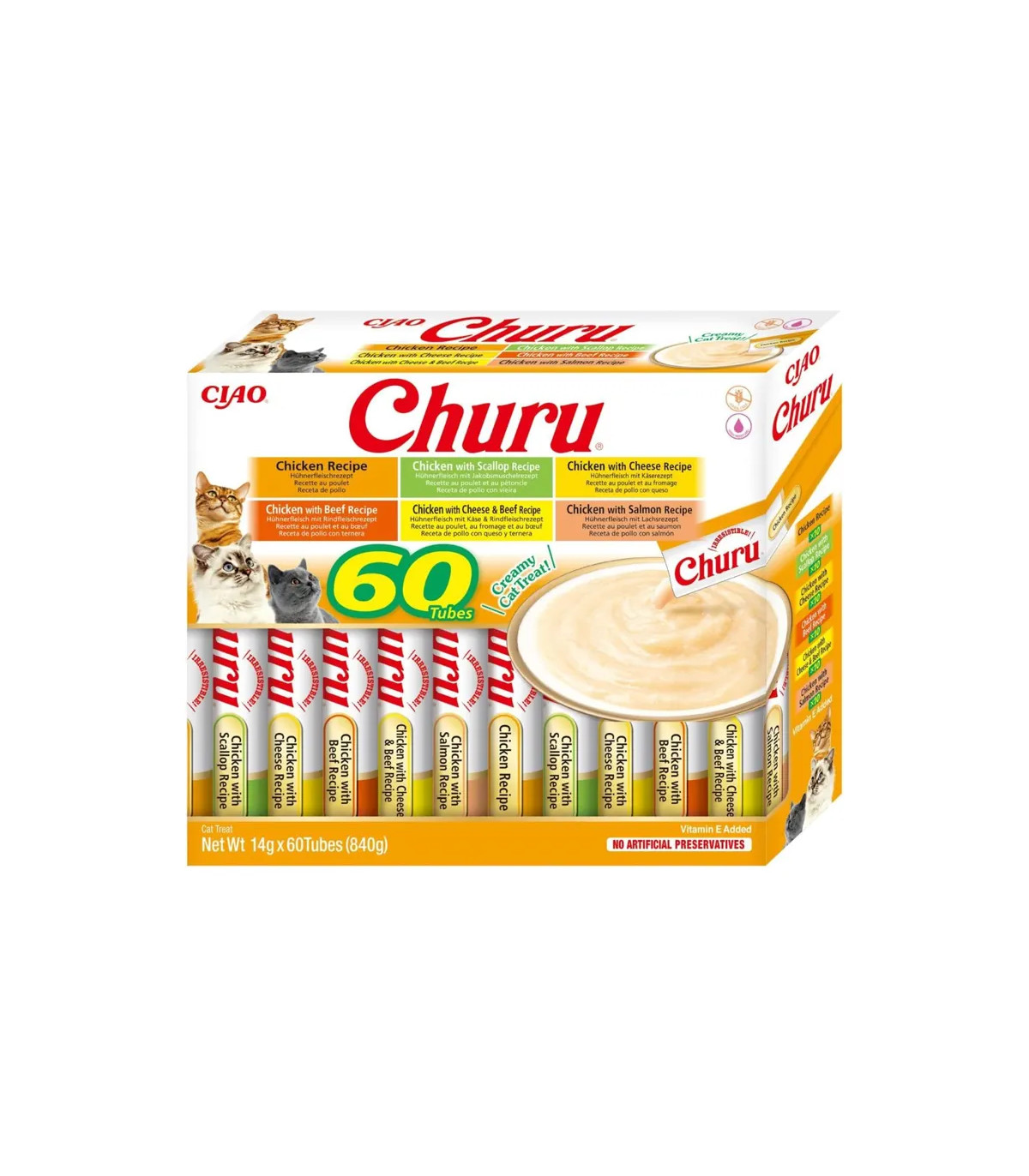 Churu Pollo Pack Ahorro 60x14g | Snack Cremoso Gato | Inaba