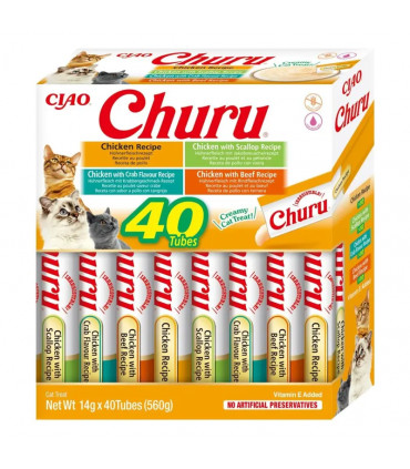 Churu Pollo Pack Ahorro 40x14g | Snack Cremoso para Gato