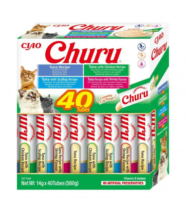 Churu Atún y Marisco 40x14g | Snack Gato | Sabores del Mar