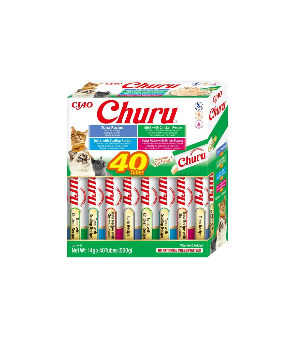Churu Atún y Marisco 40x14g | Snack Gato | Sabores del Mar