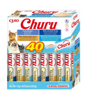 Churu Atún Pack Ahorro 40x14g | Snack Cremoso para Gato
