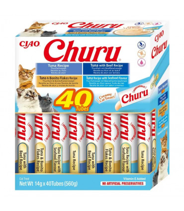 Churu Atún Pack Ahorro 40x14g | Snack Cremoso para Gato