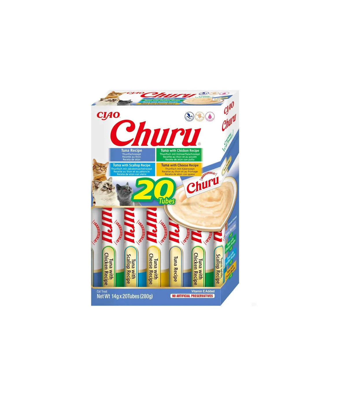 Churu Atún Pack 20x14g | Snack Cremoso e Hidratante para Gato