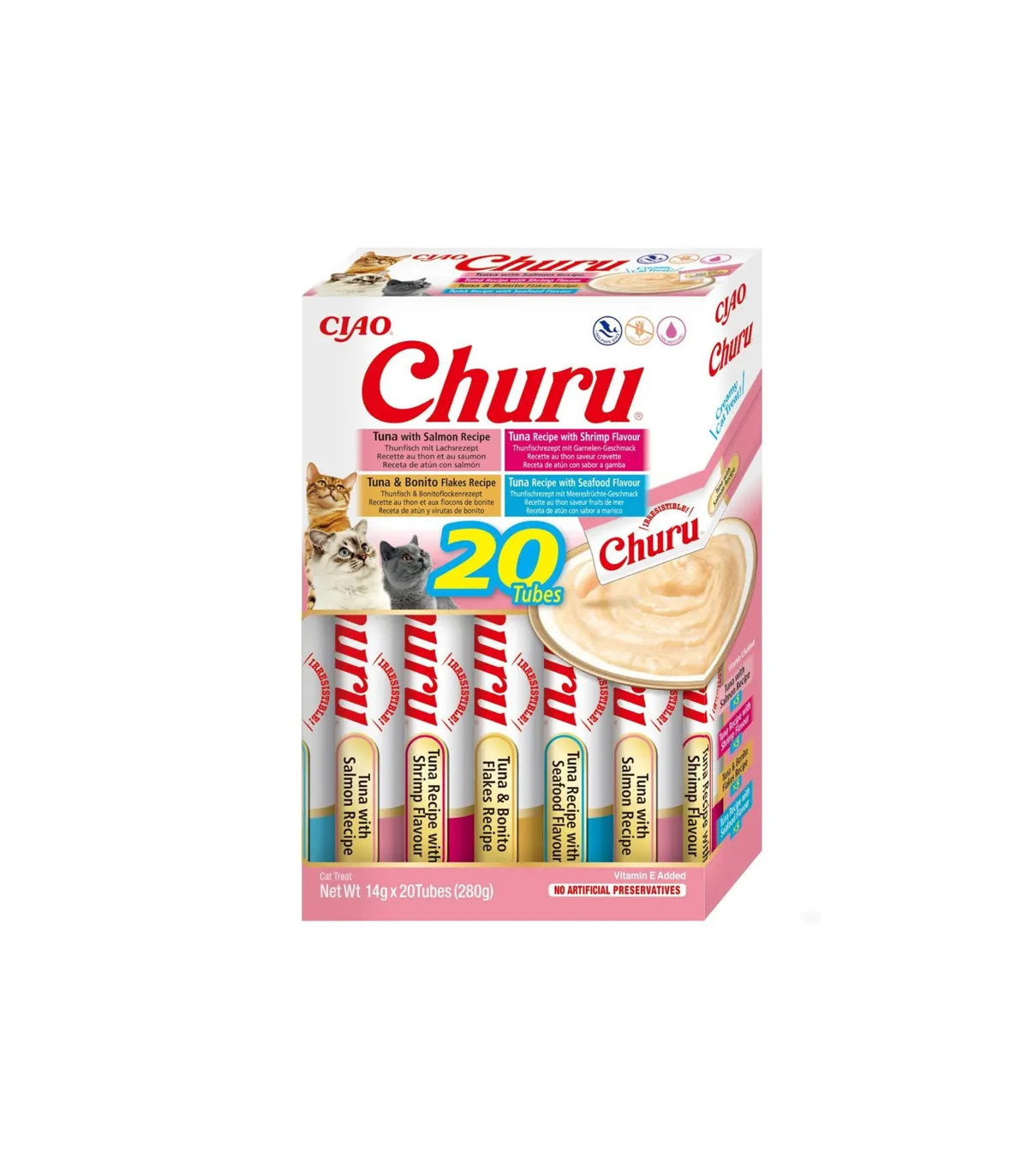 Churu Atún y Marisco 20x14g | Snack Gourmet para Gato