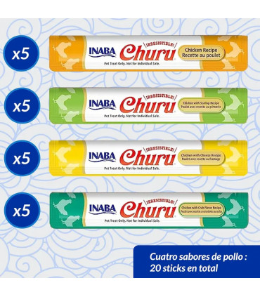 Churu Gato Variedades de Pollo 20x14g | Snack Húmedo y Natural | Cremoso e Hidratante Gato