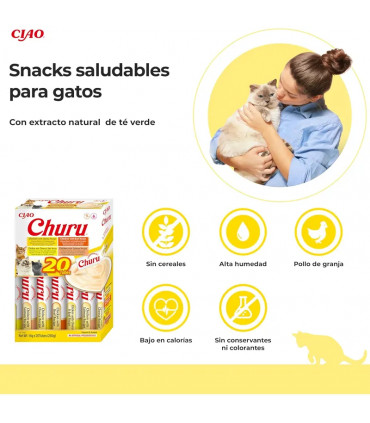 Churu Pollo y Buey 20x14g | Snack Cremoso | Sabores Granja