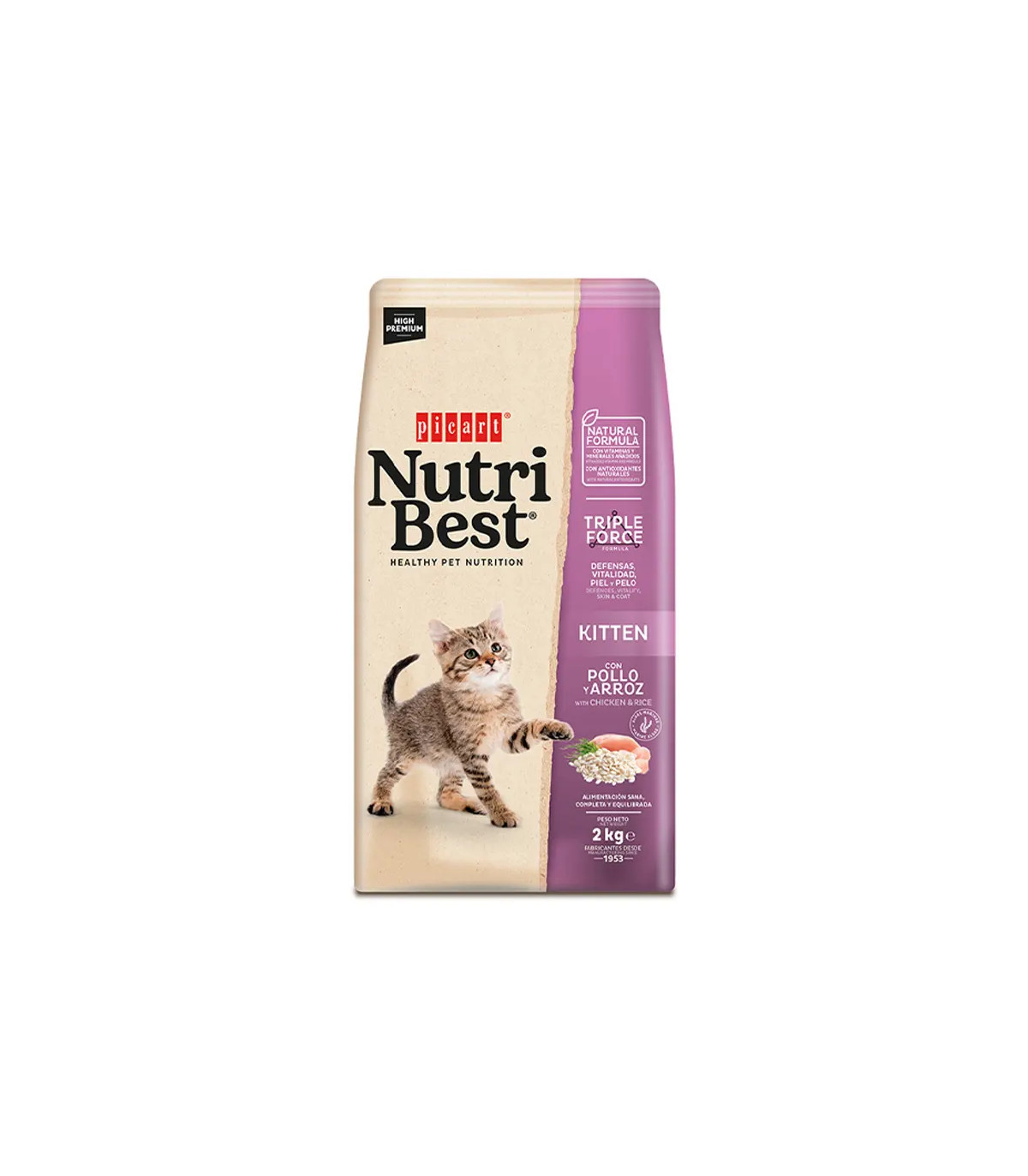 Nutribest Kitten Pollo y Arroz 2kg | Pienso Gatos Cachorros Trial