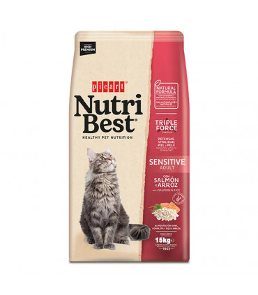 Nutribest Cat Adult Sensitive Salmon y Arroz 15kg | Pienso Gatos Sensibles
