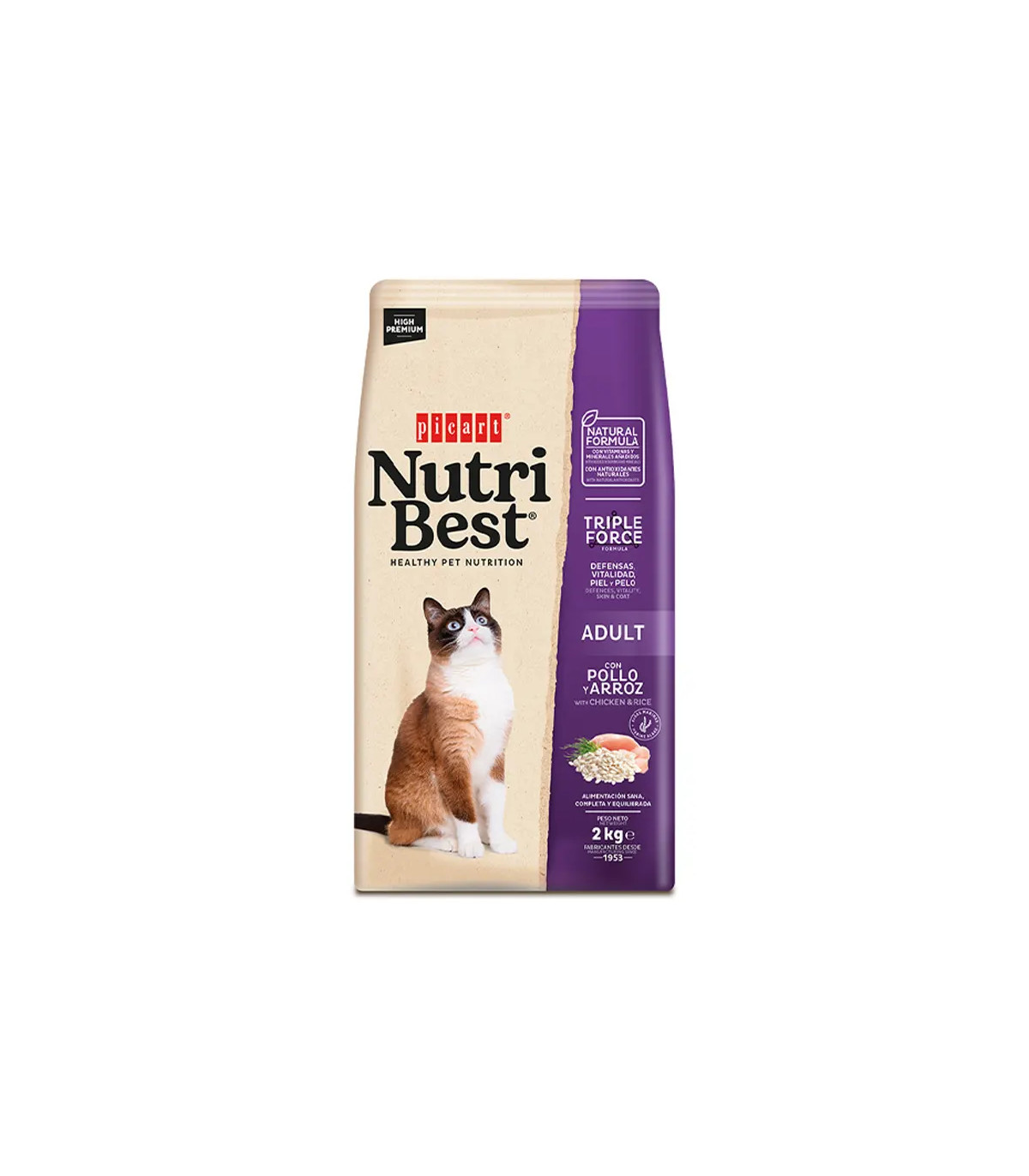 Nutribest Cat Adult Pollo y Arroz 2kg | Pienso Gatos Mantenimiento