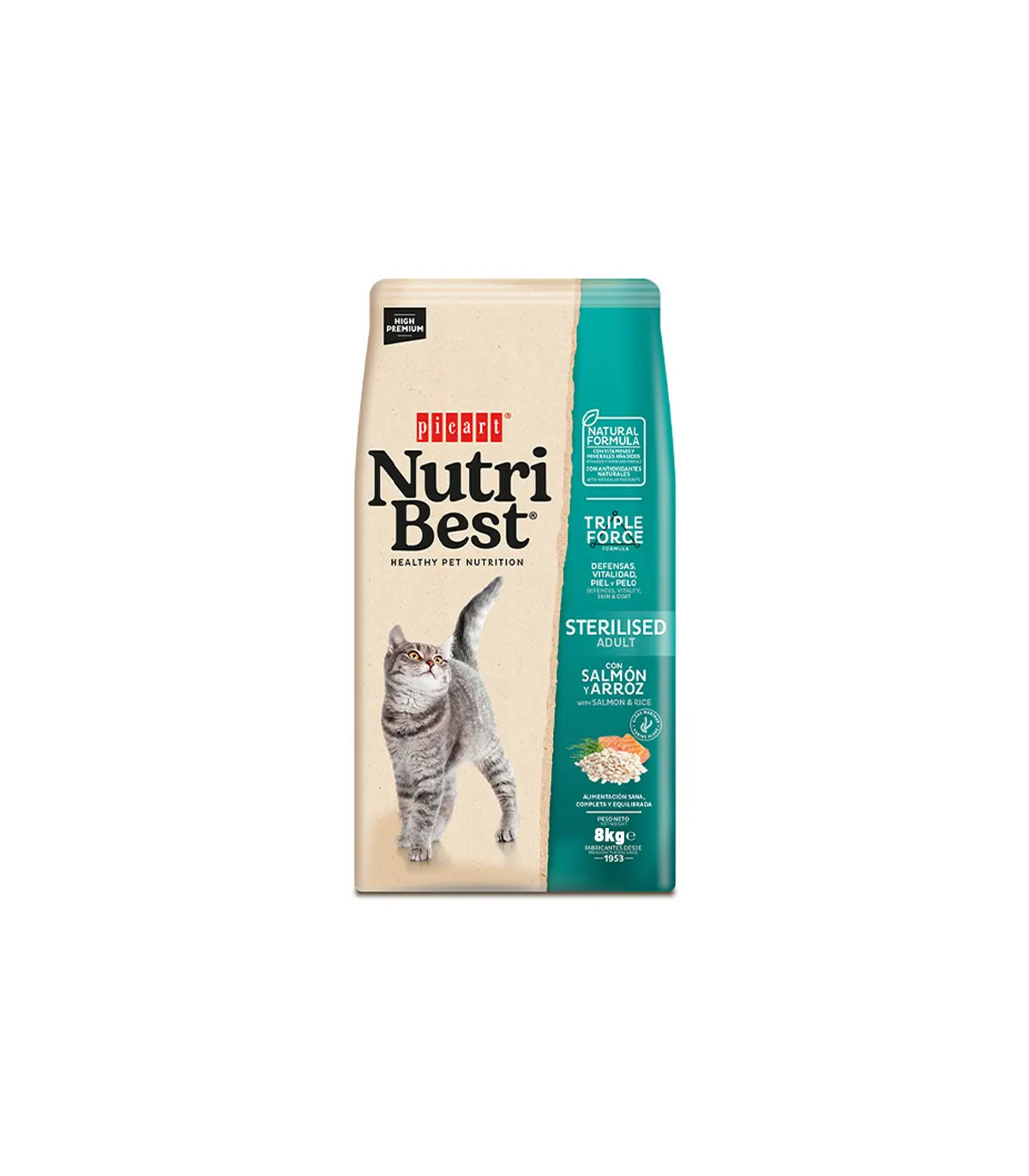 Nutribest Cat Adult Sterilised Salmon 8kg | Pienso Esterilizados Control Peso