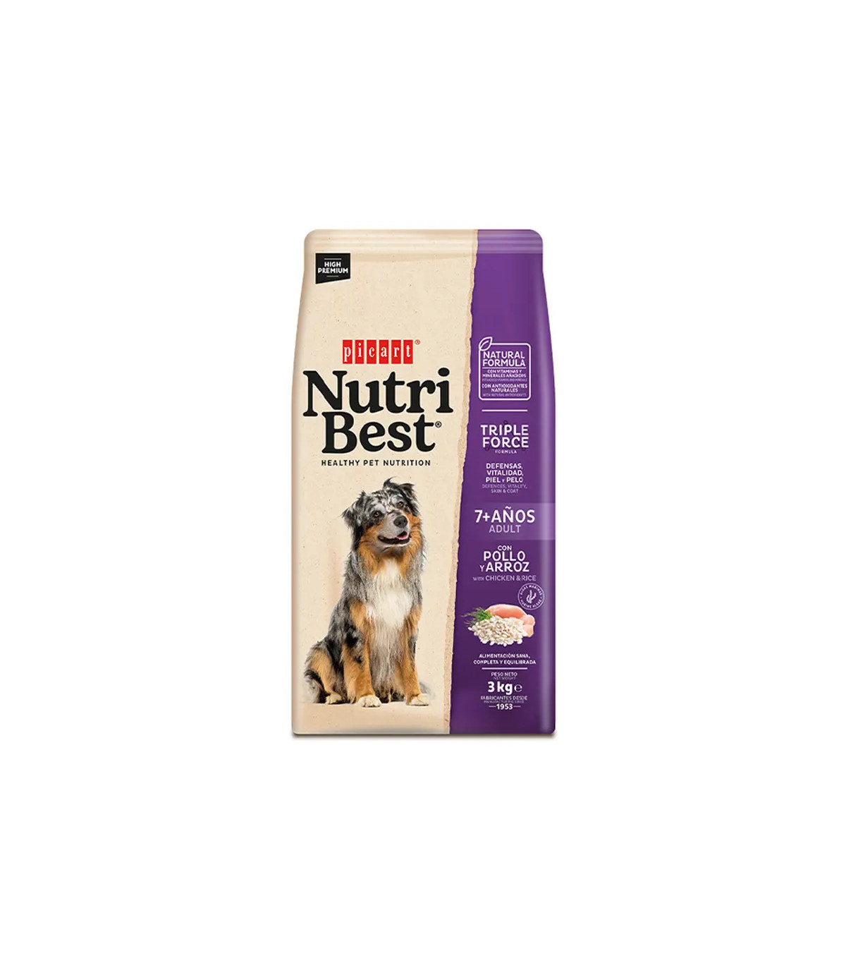 Nutribest Adult 7+ Pollo y Arroz 3kg | Alimento Senior Premium Perros