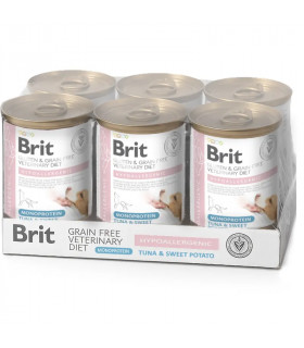 Hypoalergénico Monoproteico húmedo de atún para Perros 6x400gr | Brit Veterinary Diet Húmedo