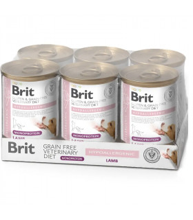 Hypoalergénico Monoproteico húmedo de cordero para Perros 6x400gr | Brit Veterinary Diet Húmedo